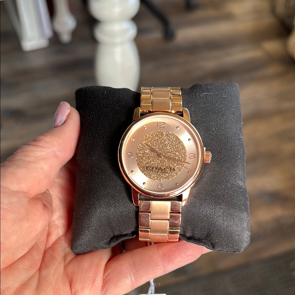 NWT COACH Rose Gold Watch with Glitter Dial